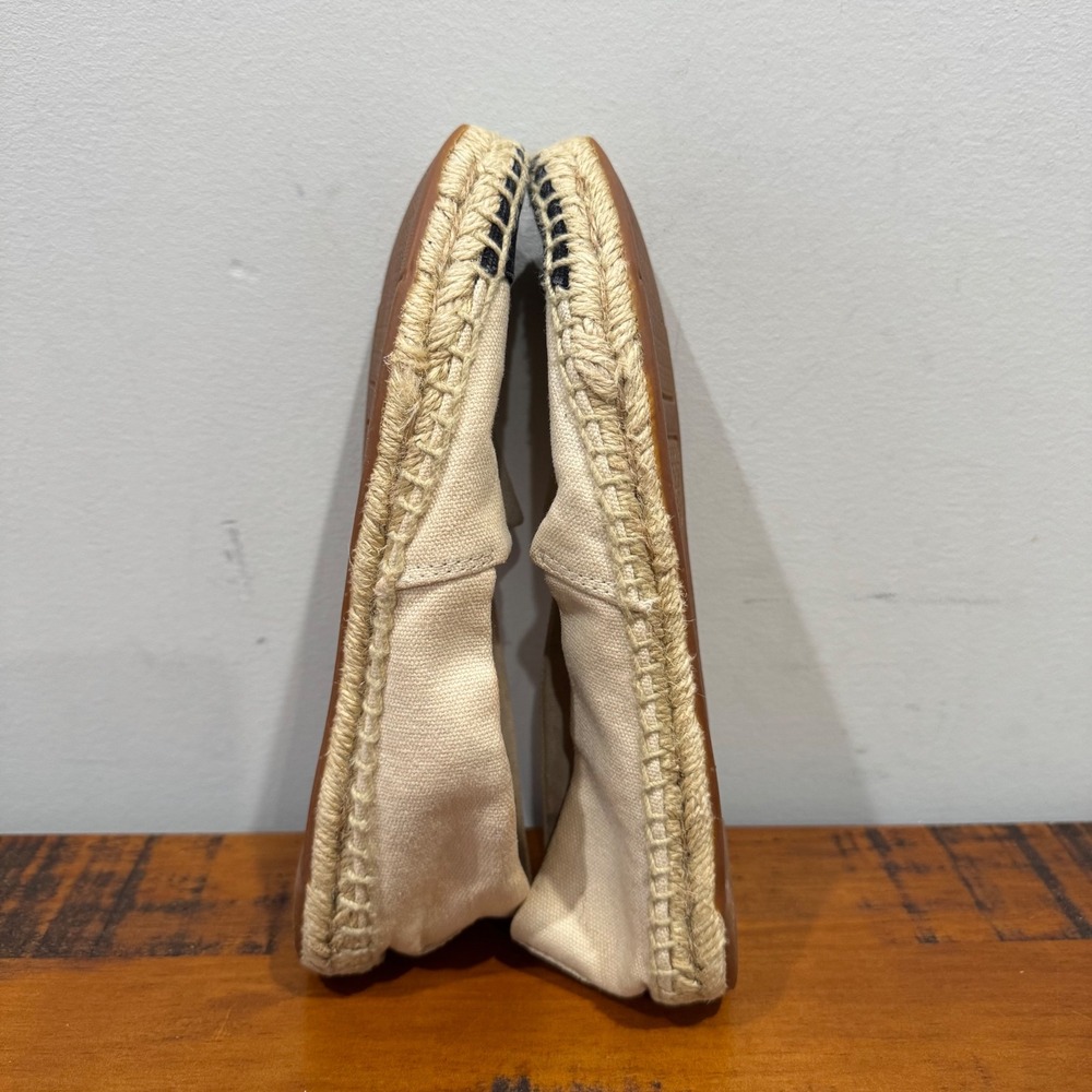 Tory Burch Canvas Espadrille Flats Cream Color-Block Logo Cap Toe Women's 6.5 - Picture 7 of 9